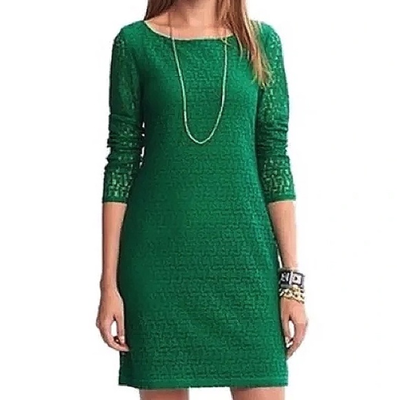 Banana Republic Emerald Green Eyelet Lace Dress, 3/4 sleeve.. Size 2 - Picture 6 of 6